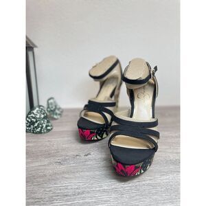 Jessica Simpson Women's Balina3 Dress Sandals - Black Floral 6M